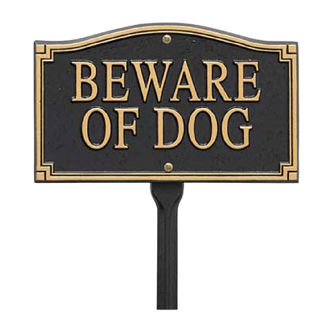 Whitehall "Beware of Dog" Statement Plaque, Black / Gold