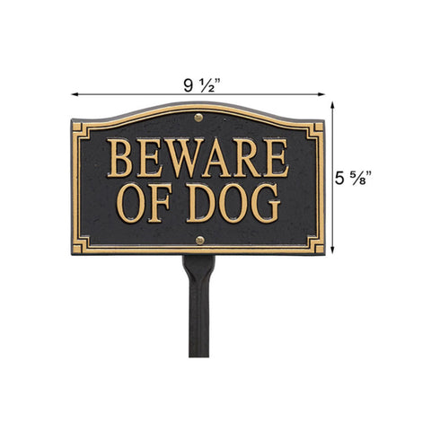 Whitehall "Beware of Dog" Statement Plaque, Black / Gold